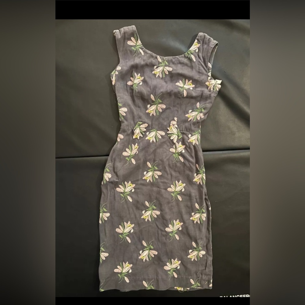 Vintage handmade embroidered linen dress